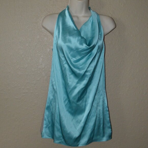 Ali Ferrin Tops - NWT Sz XXS Abi Ferrin Turquoise Gray Contrast Drape Neck Tank Top Blouse